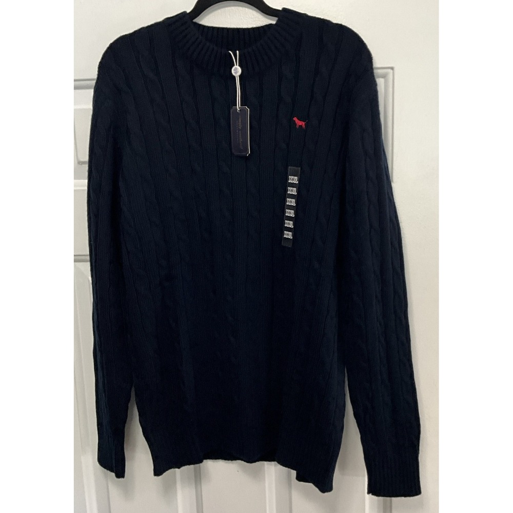 Simply Southern Embroidered Logo Cable Knit Navy Blue Sweater Women's XXL